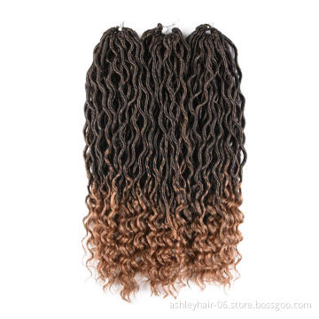 Wholesale 24 Strands Synthetic Crochet Hair Curly End Wavy Goddess Faux Locs Braid